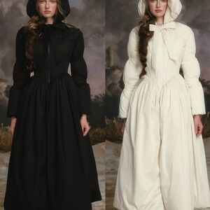 Victorian-Inspired Hooded coat in Black 2x